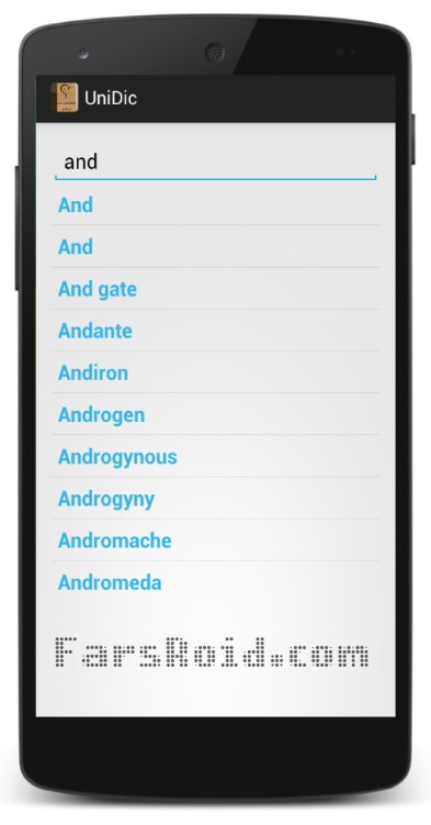  دیکشنری انگلیسی به فارسی UniDic برای اندروید 