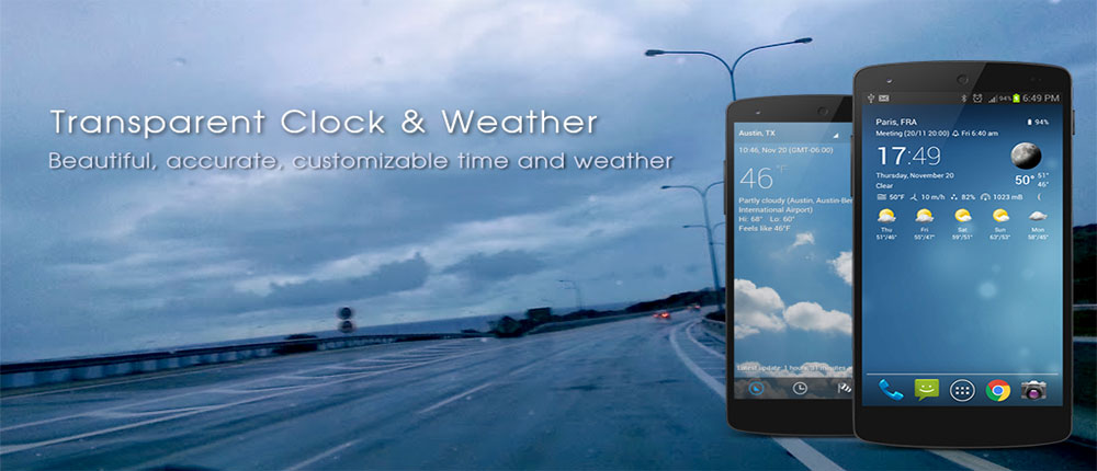 دانلود Transparent clock & weather - ساعت و آب و هوا اندروید !