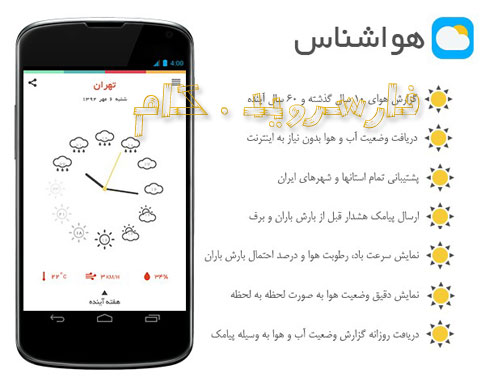 دانلود HavaShenas - نرم افزار کم نظیر هواشناسی فارسی اندروید !