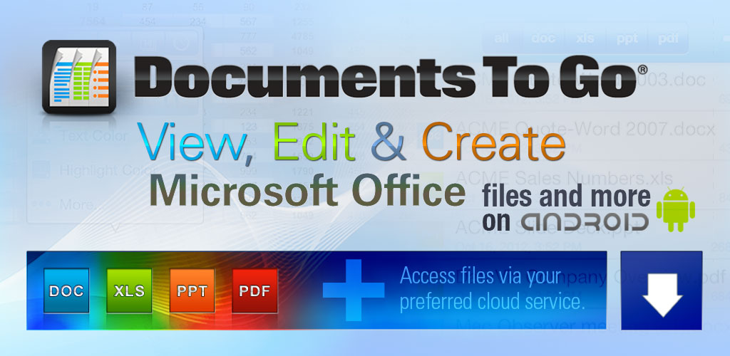 دانلود Docs To Go - Free Office Suite - اپلیکیشن آفیس قدرتمند و کامل اندروید