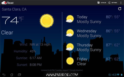 Recast Weather and Widgets Android - آب و هوا اندروید