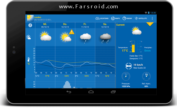 دانلود WeatherPro HD for Tablet - هواشناسی دقیق تبلت اندروید!